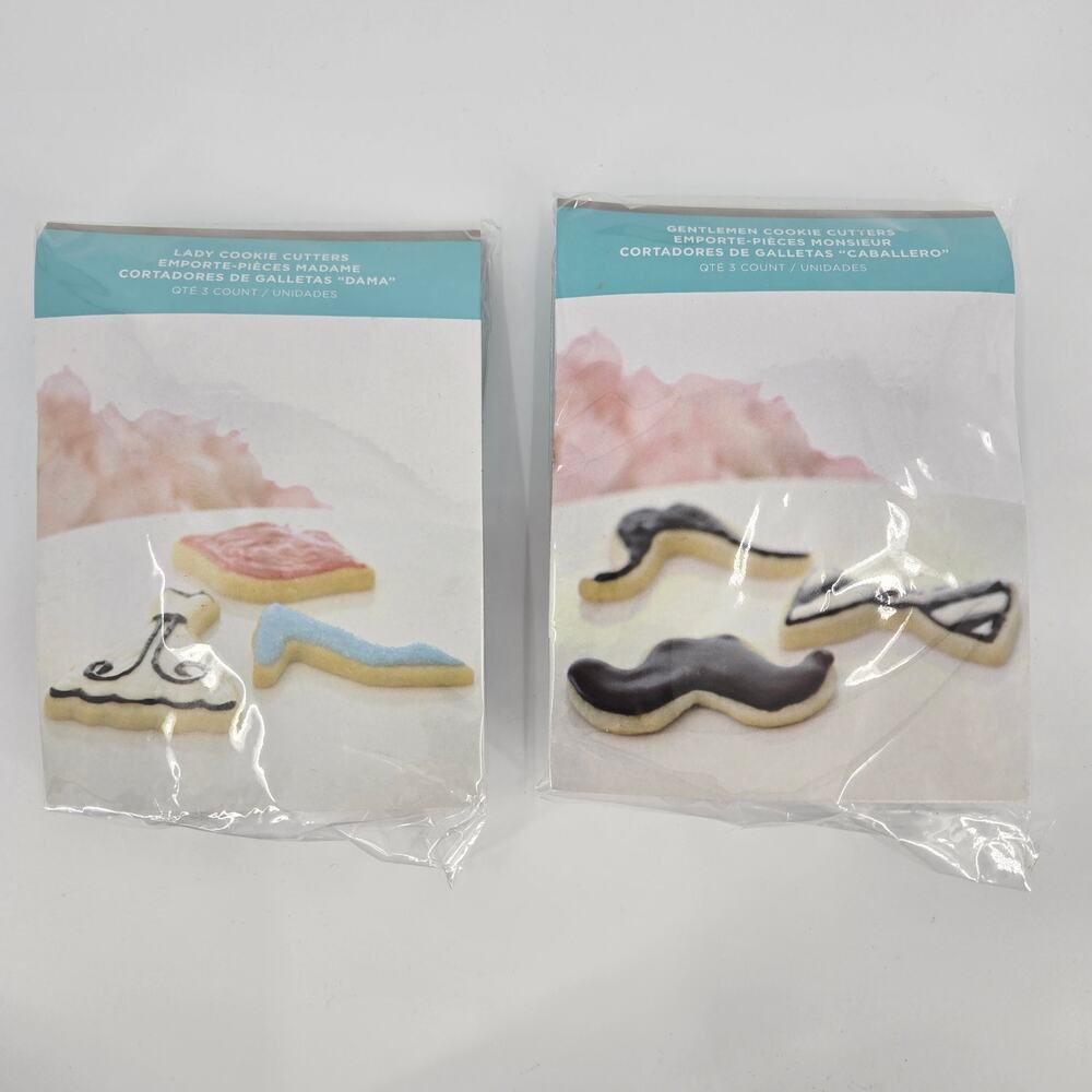 Lady and Gentleman cookie cutter sets NEW dress lips heel bow tie mustache